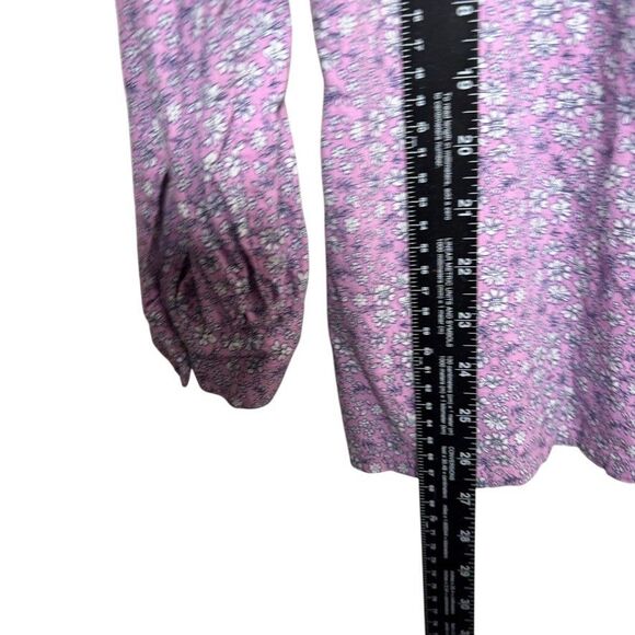 St John's Bay Blouse Women's Large Purple Floral Round Neck 3/4 Sleeve Top - Picture 7 of 9